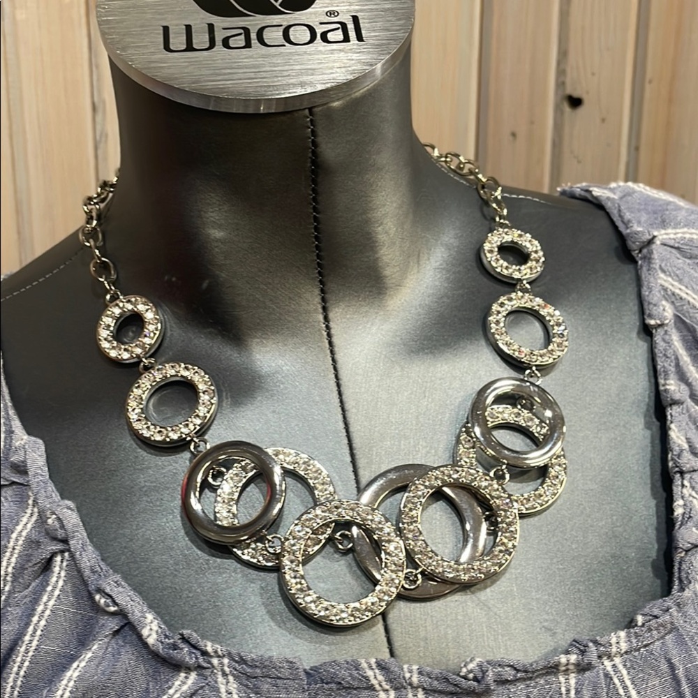 Paparazzi Silver Glamorous Necklace with Crystal Accents